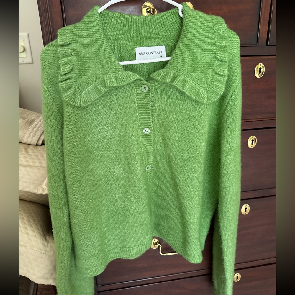 Anthropologie Green Ruffle Cardigan - Picture 4 of 4